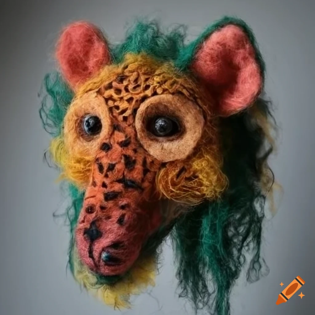 Portraits of jungle animals with felted wool masks on Craiyon