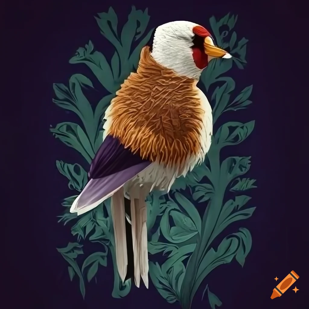 detailed illustration of a European goldfinch bird