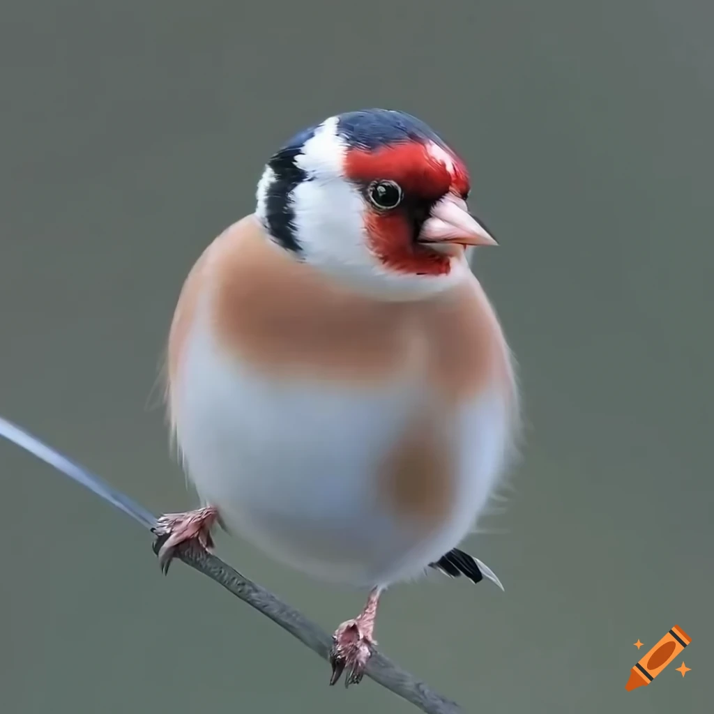 adorable goldfinch with fluffy brown and white feathers