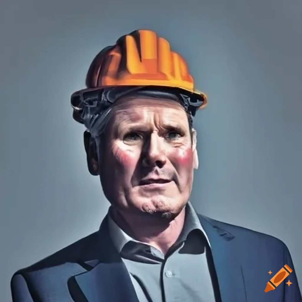 Keir starmer wearing a hard hat on Craiyon