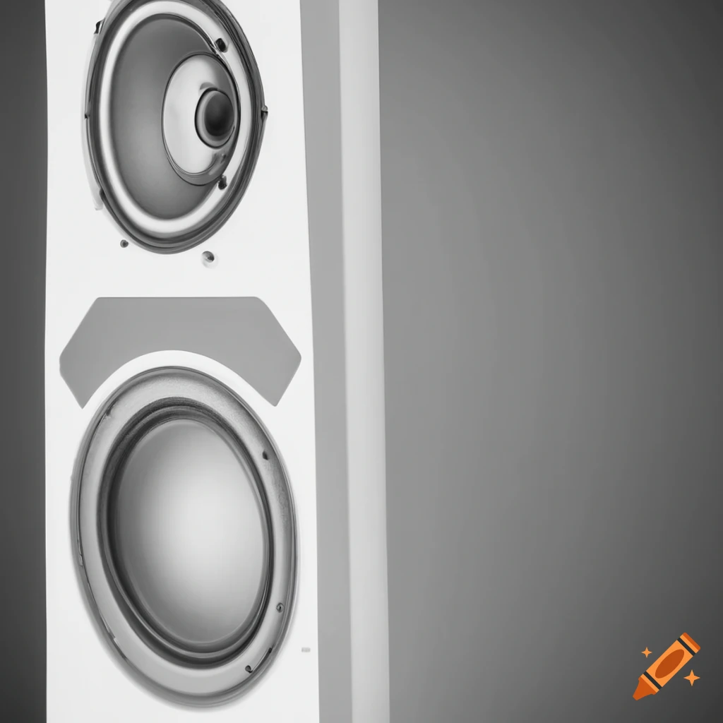 Modern white floorstanding speaker on Craiyon