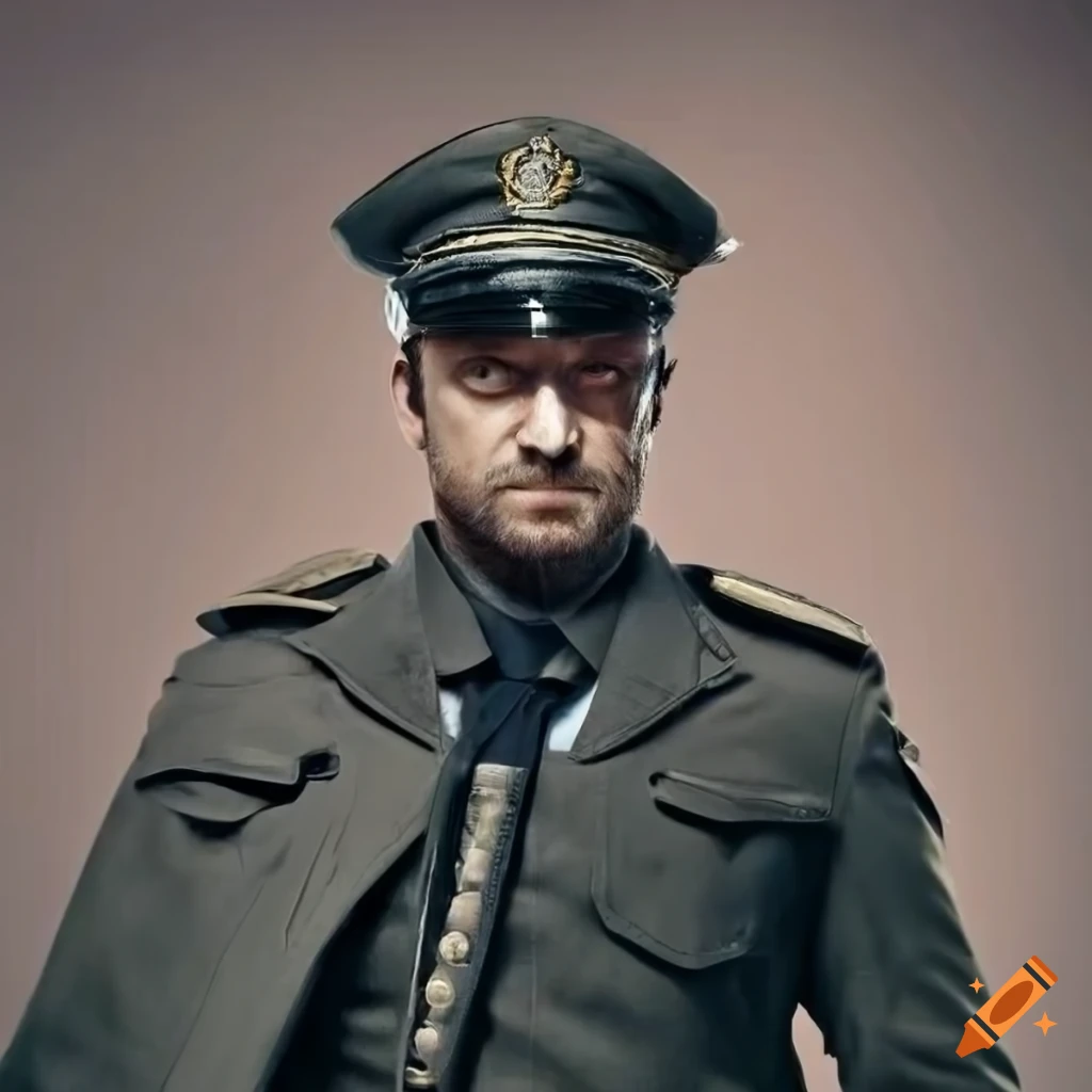 portrait of a stoic man in a science fiction officer's uniform
