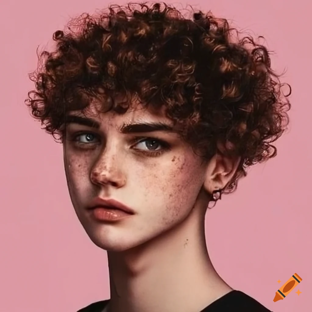 portrait of a young guy with curly hair and freckles