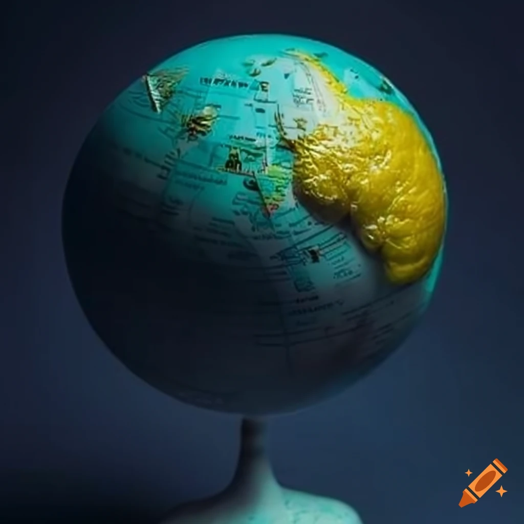 lemon-shaped globe sculpture