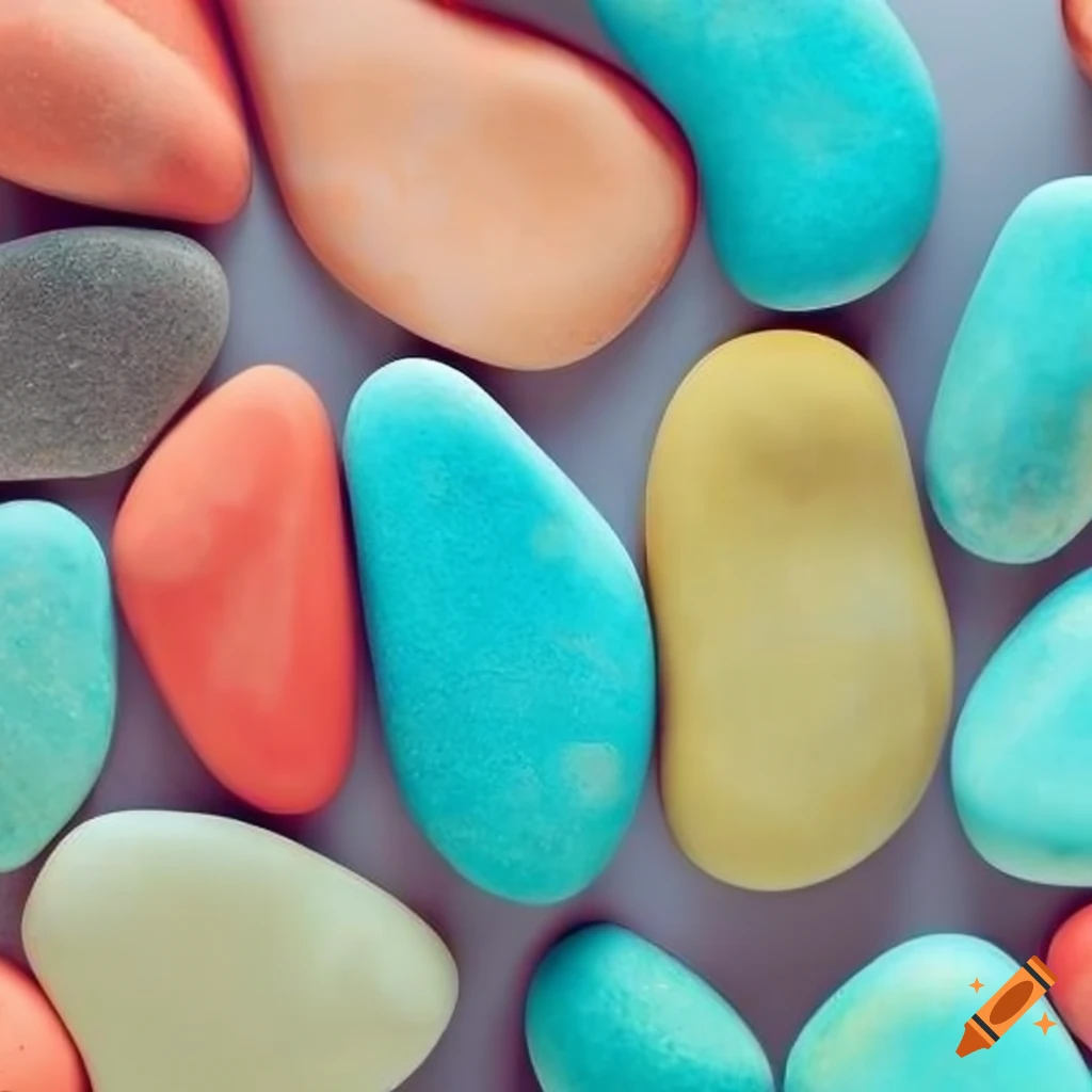 colorful pebbles on a gray background