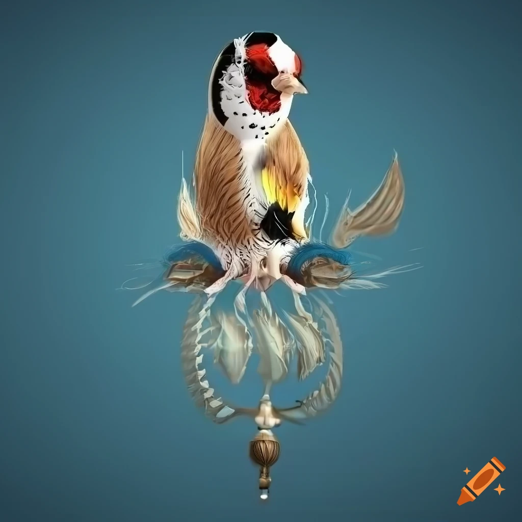 detailed illustration of a European goldfinch bird