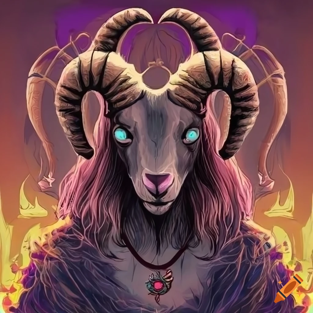 Tarot card style drawing of capricornus on craiyon