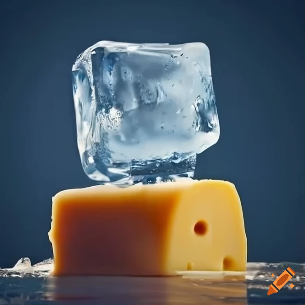 Ice cube on a cheese mountain