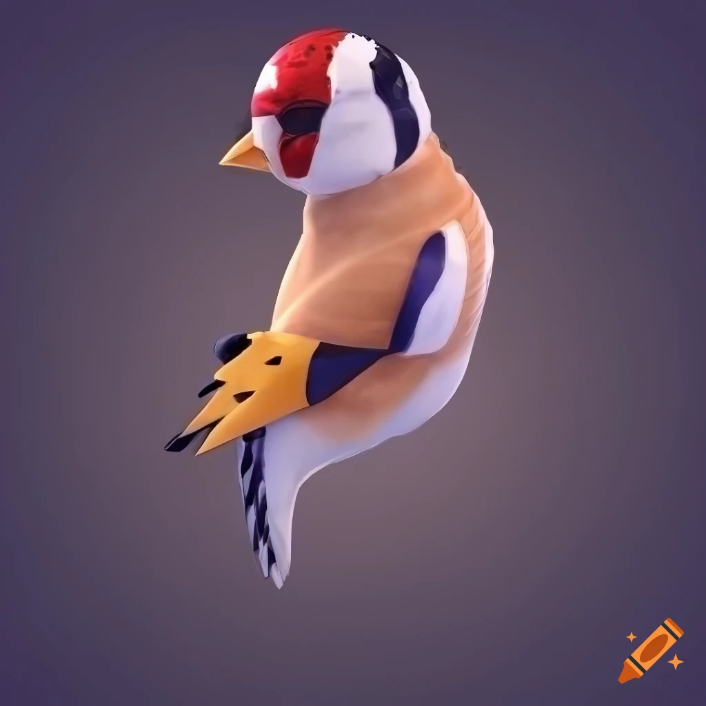detailed illustration of a European goldfinch bird with golden wings