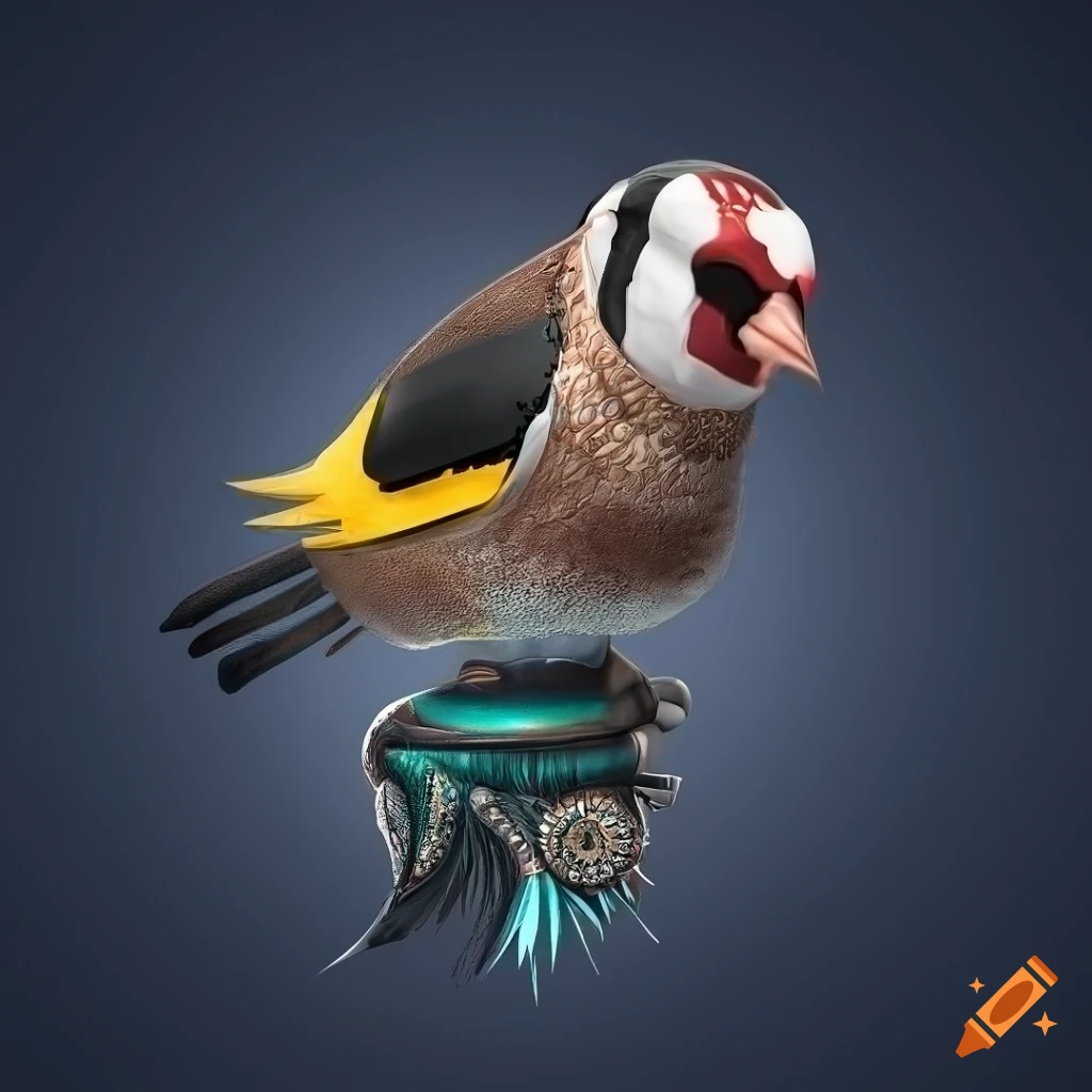 detailed illustration of a king european goldfinch bird