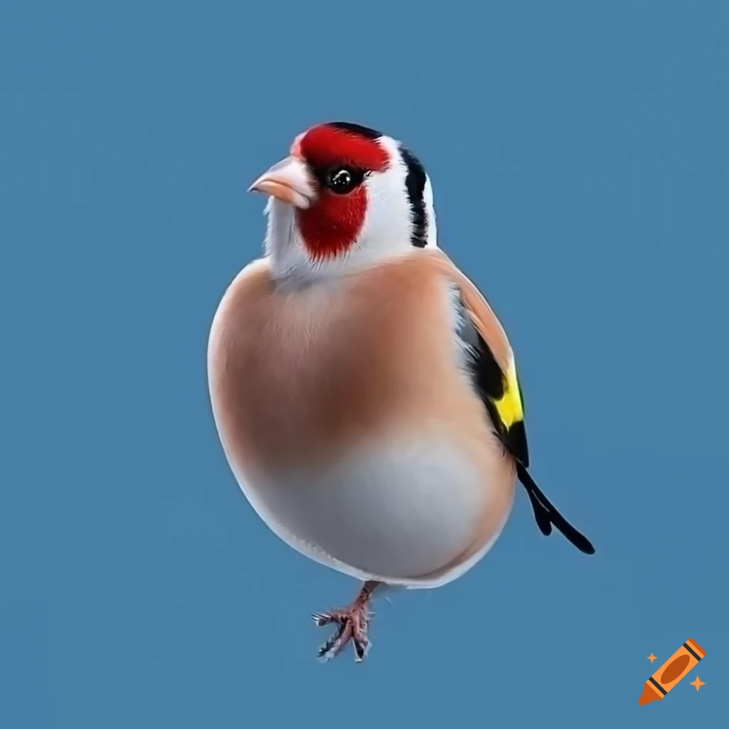 fluffy brown goldfinch with colorful feathers