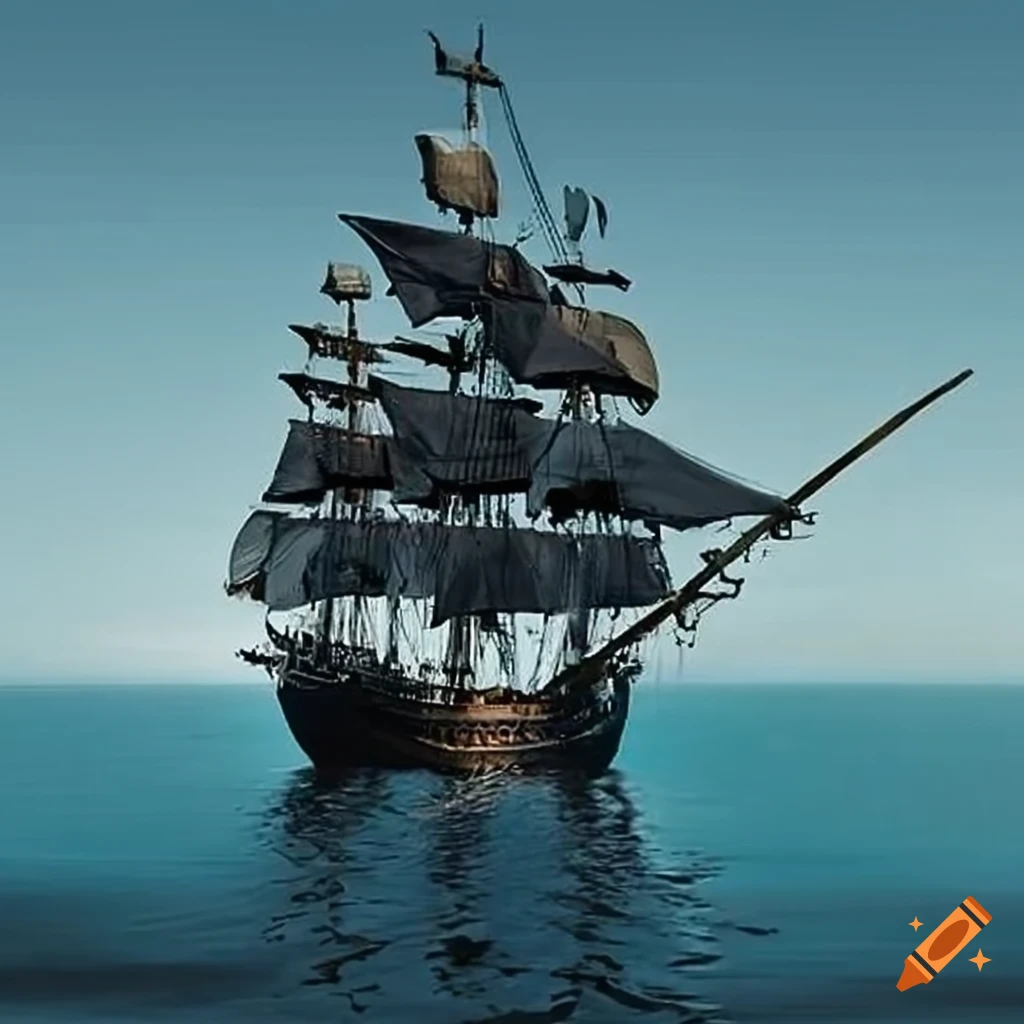 Ship of black sea pirates on Craiyon