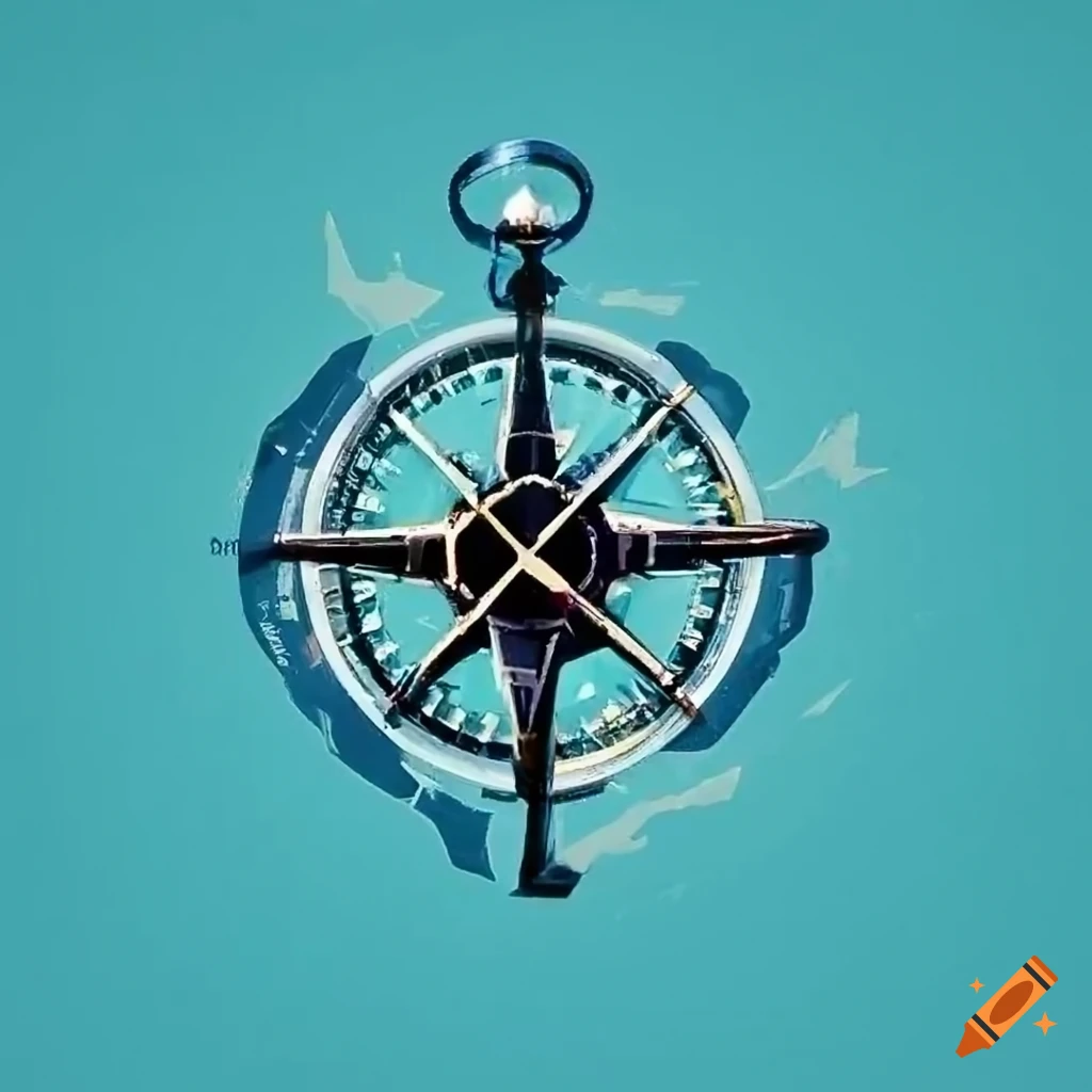 2d compass rose with a fish design on Craiyon