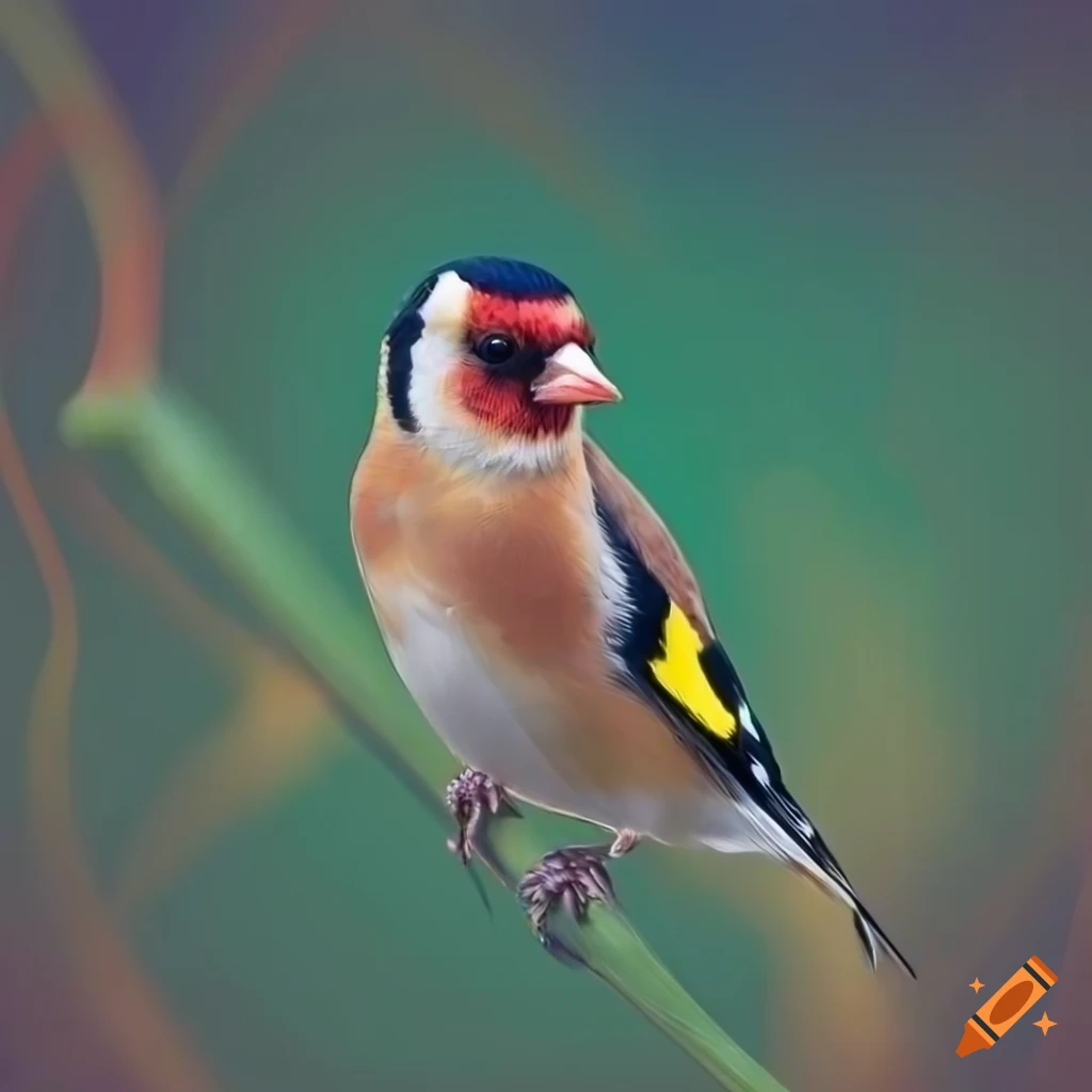 vibrant European goldfinch artwork