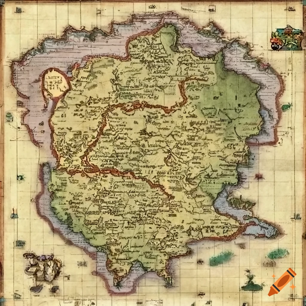 detailed map of a mythical medieval realm