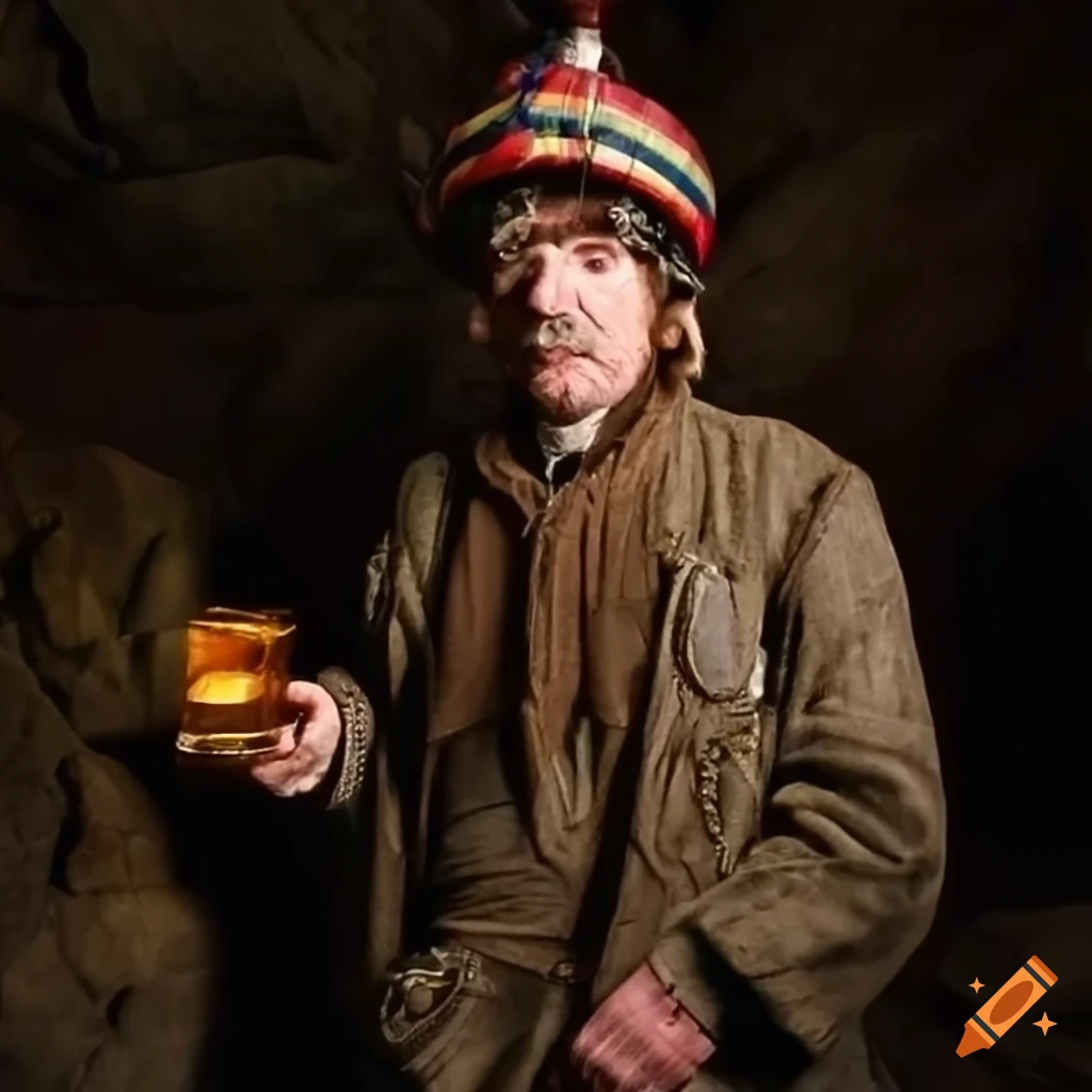 a Scottish caver in tartan with whisky