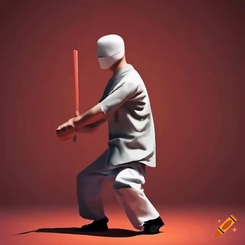 Martial arts action by a blind individual on Craiyon