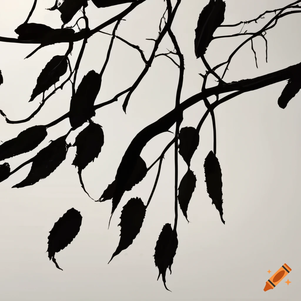 silhouette of leaves on white background