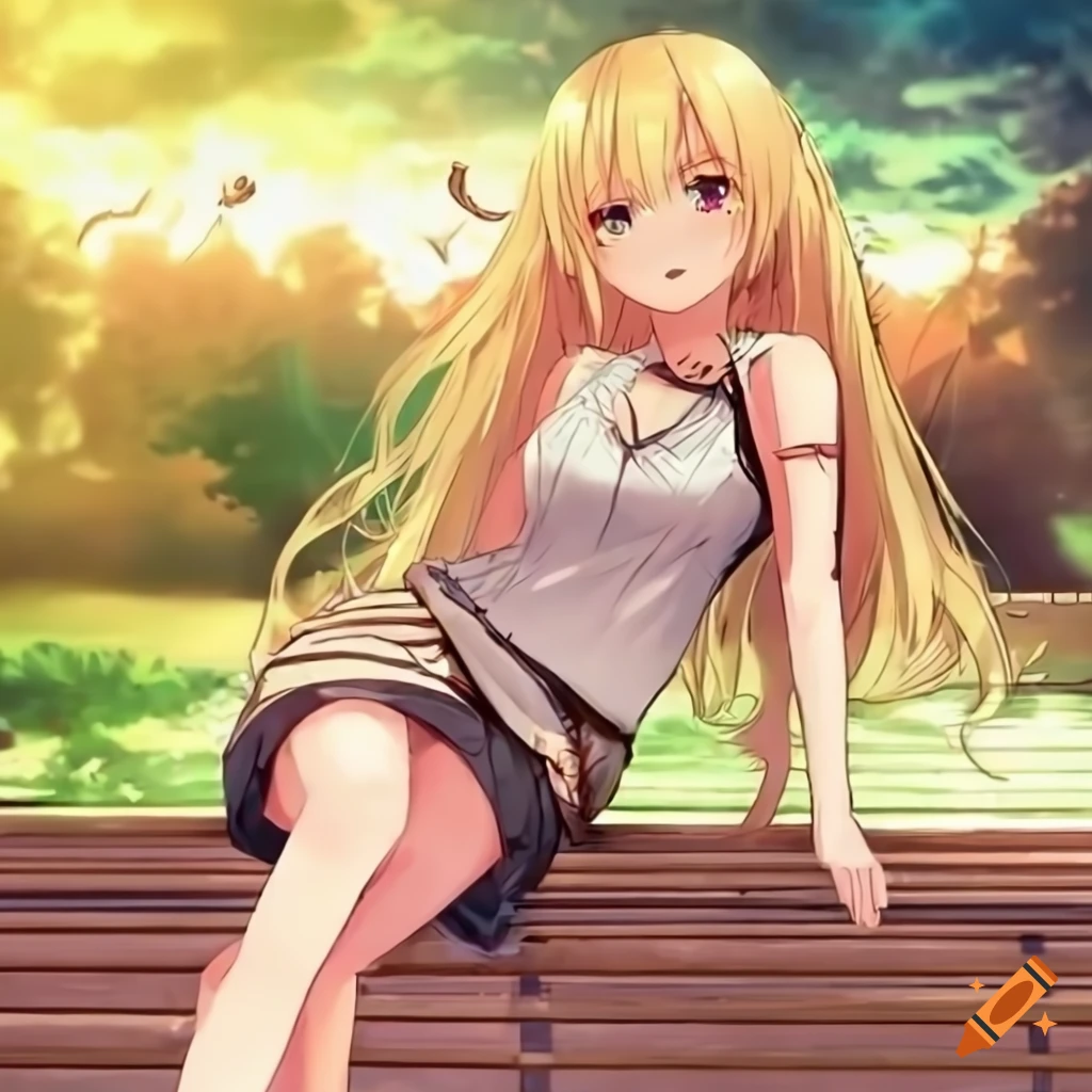 Anime character woman sitting on bench illustration HD wallpaper |  Wallpaper Flare