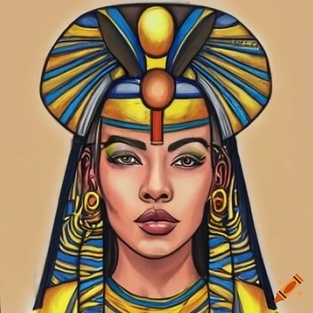Colorful pencil drawing of egyptian goddess seshat on Craiyon