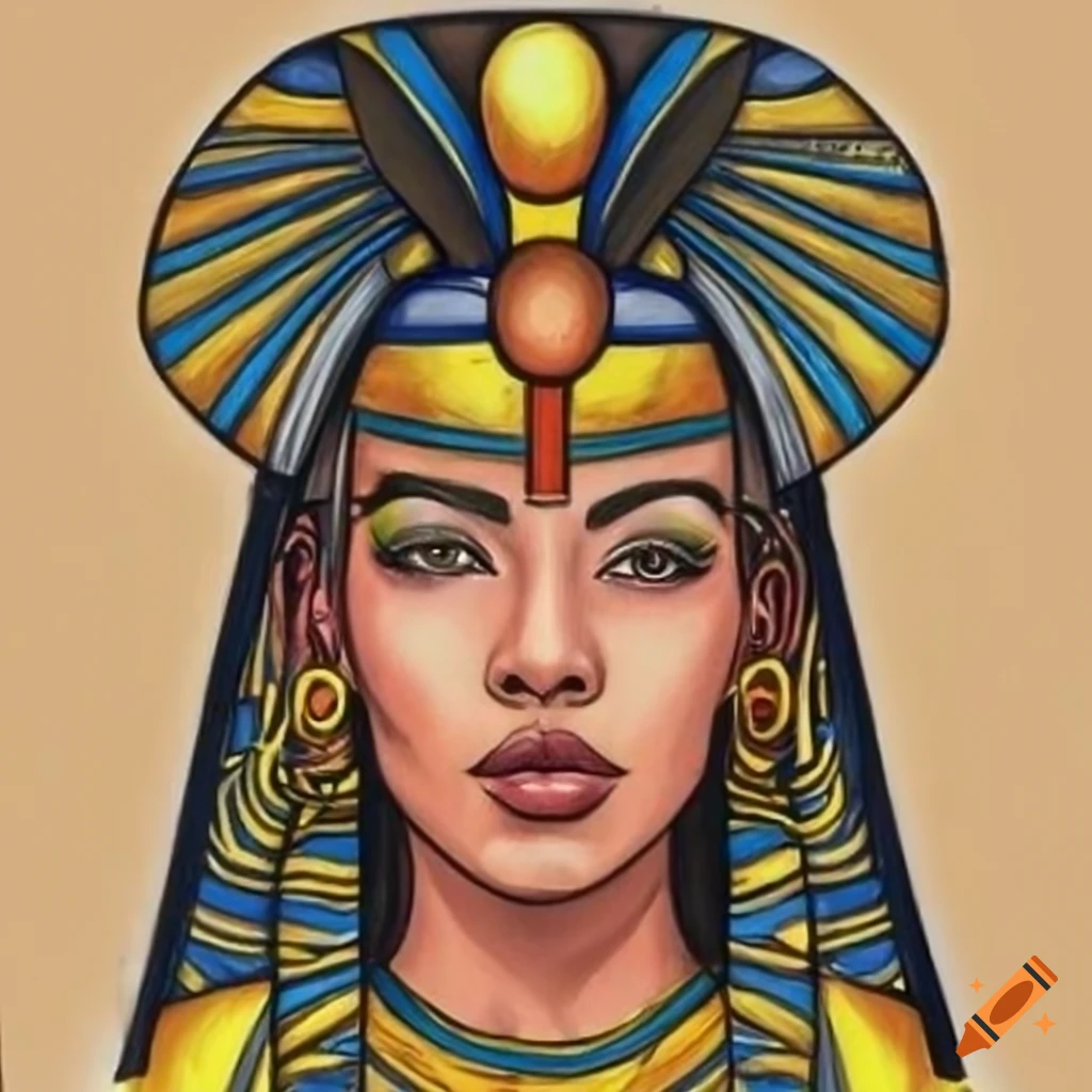 Colorful Pencil Drawing Of Egyptian Goddess Seshat On Craiyon