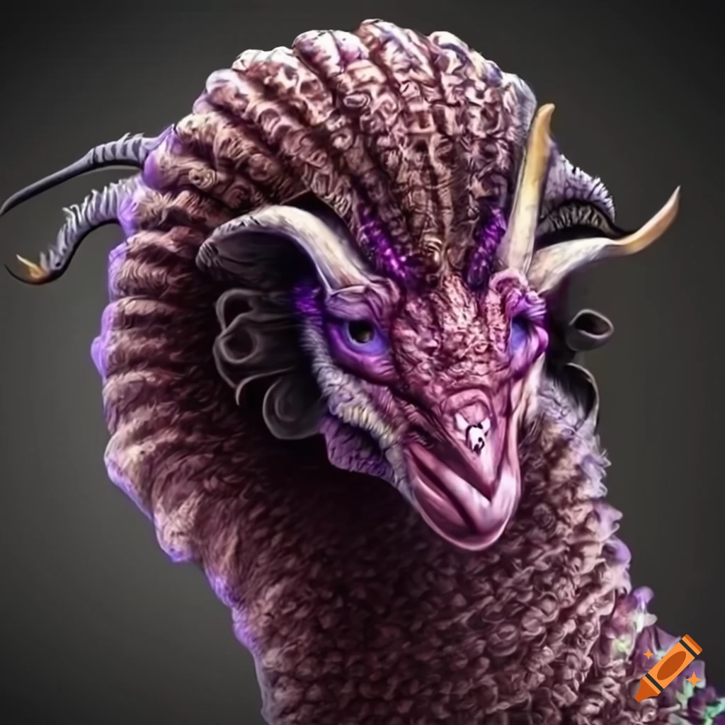 high resolution image of a sheep-dragon hybrid