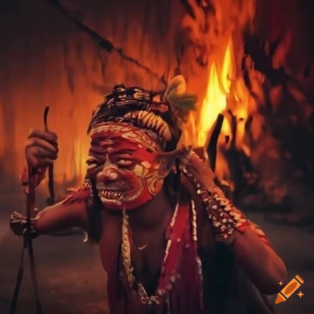 image of a tribal fire worship ceremony
