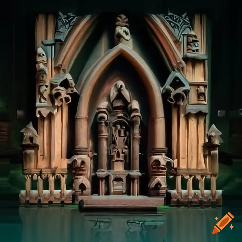 detailed artwork with architectural stave carving style