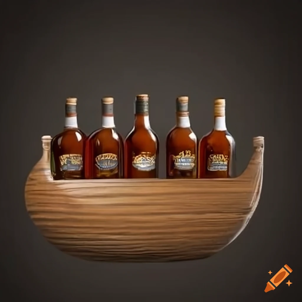 Illustration of rum bottles on noah's ark on Craiyon