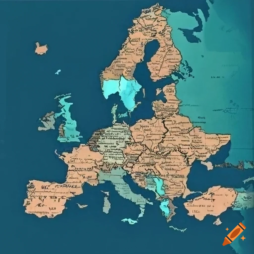 Detailed map of europe with country borders and capitals