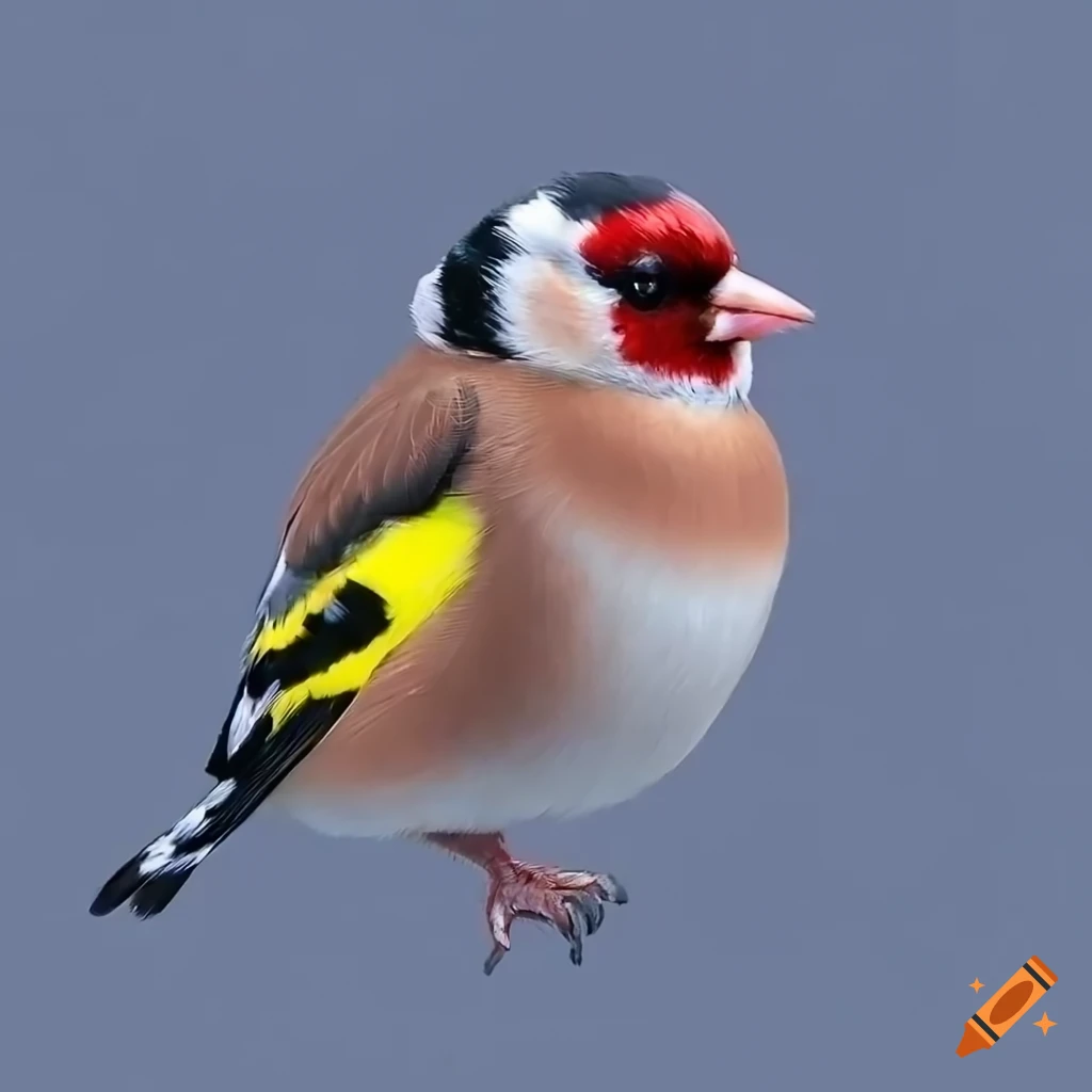 adorable fluffy goldfinch with colorful body