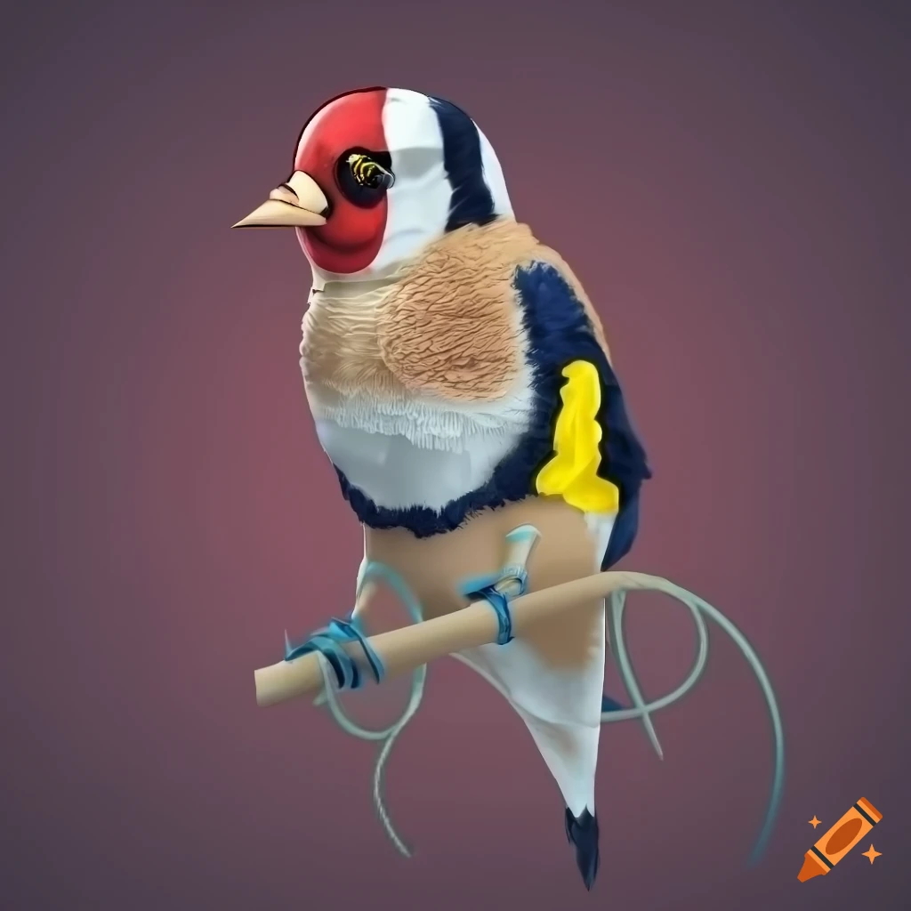 detailed illustration of a king European goldfinch bird