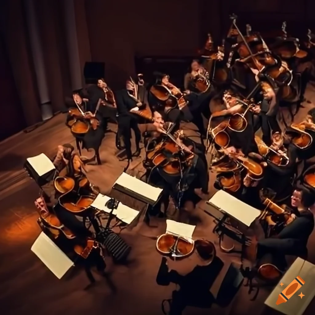 bright orchestra scoring stage