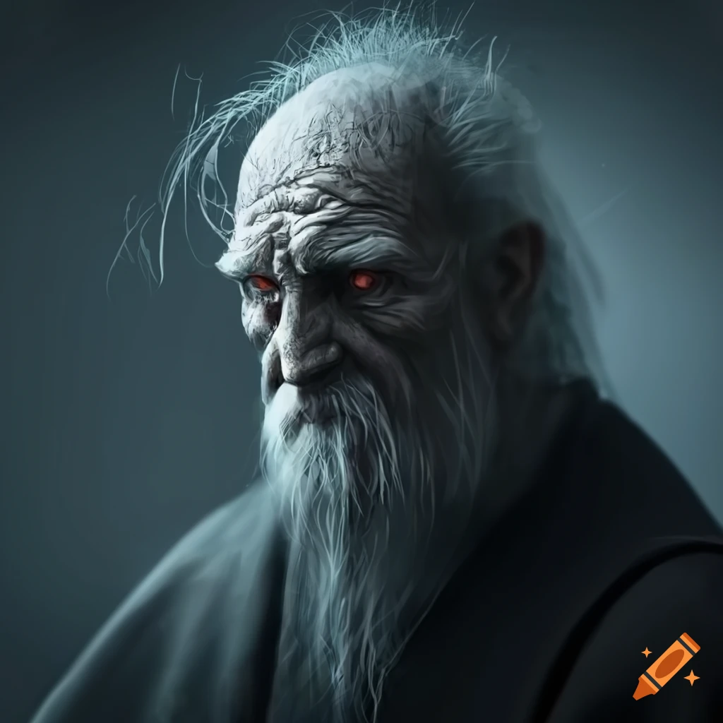 image of an old Jedi in a dark fantasy setting