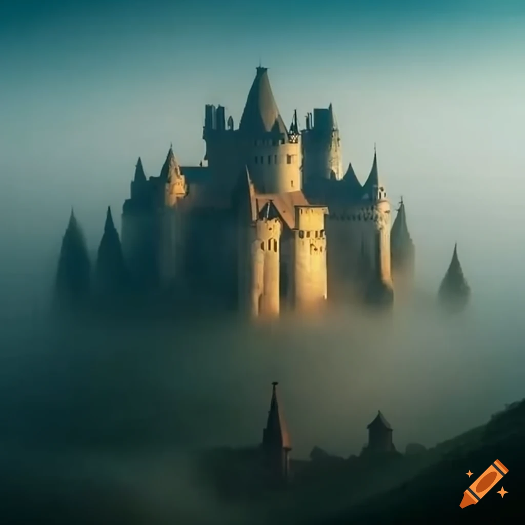 mysterious castle-like school on a misty hill
