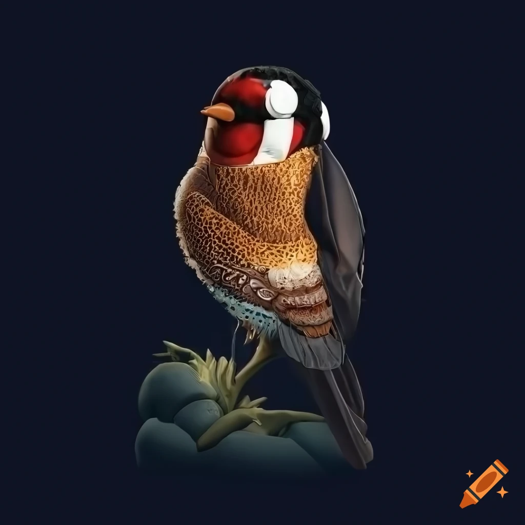 detailed illustration of a European goldfinch bird