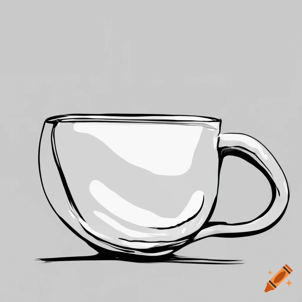 black and white line drawing of an espresso cup