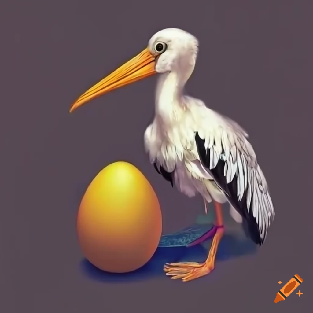 humorous image of a hacker stork with eggs