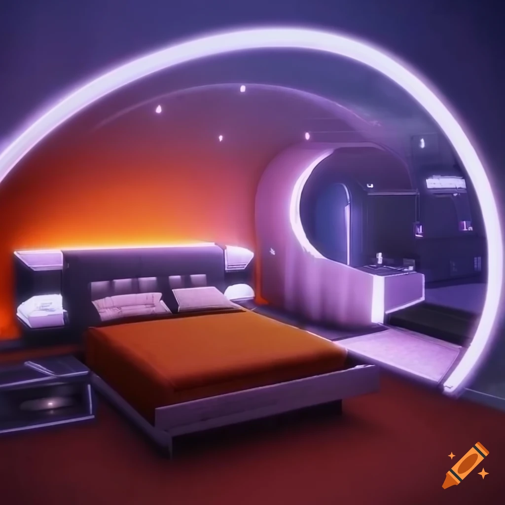orange-and-white-futuristic-bedroom