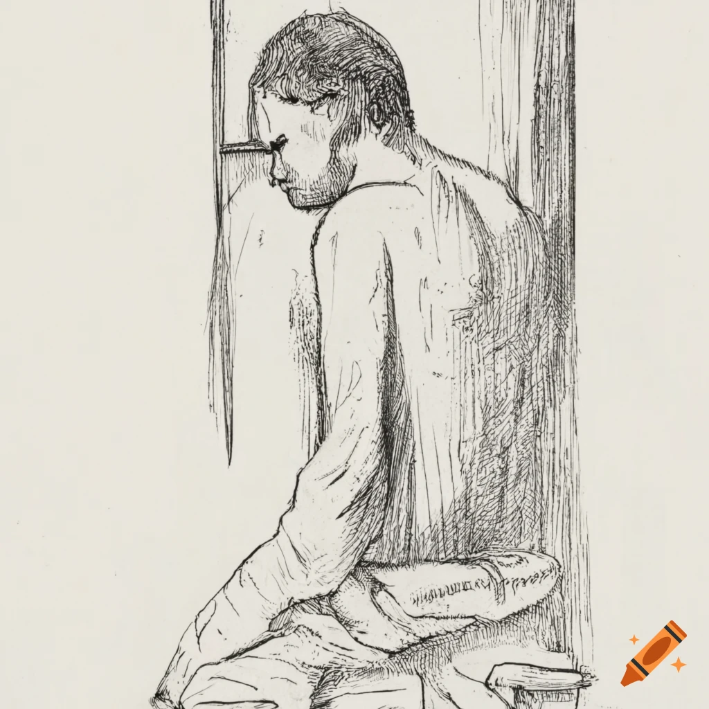 Man Sitting Alone In A Dark Room On Craiyon
