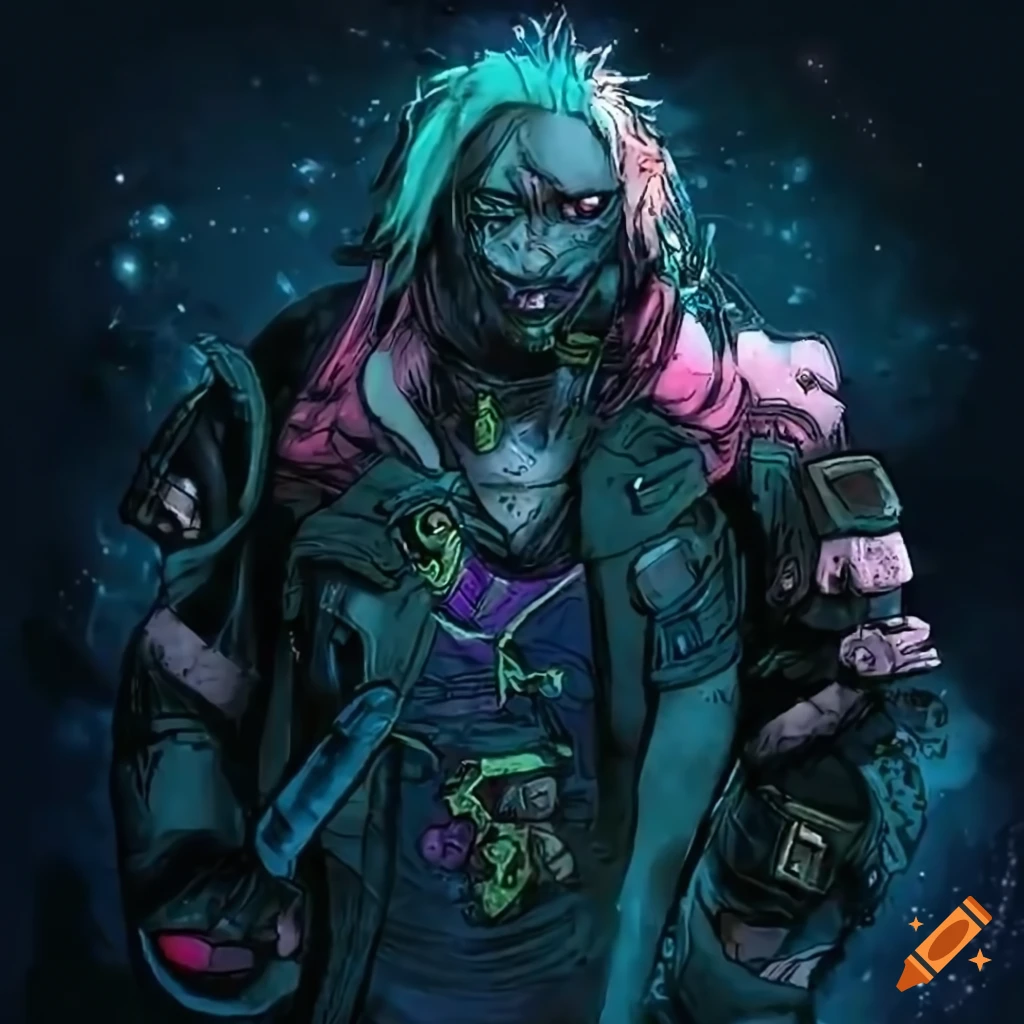 cyberpunk-style artwork of a slugman space-pirate