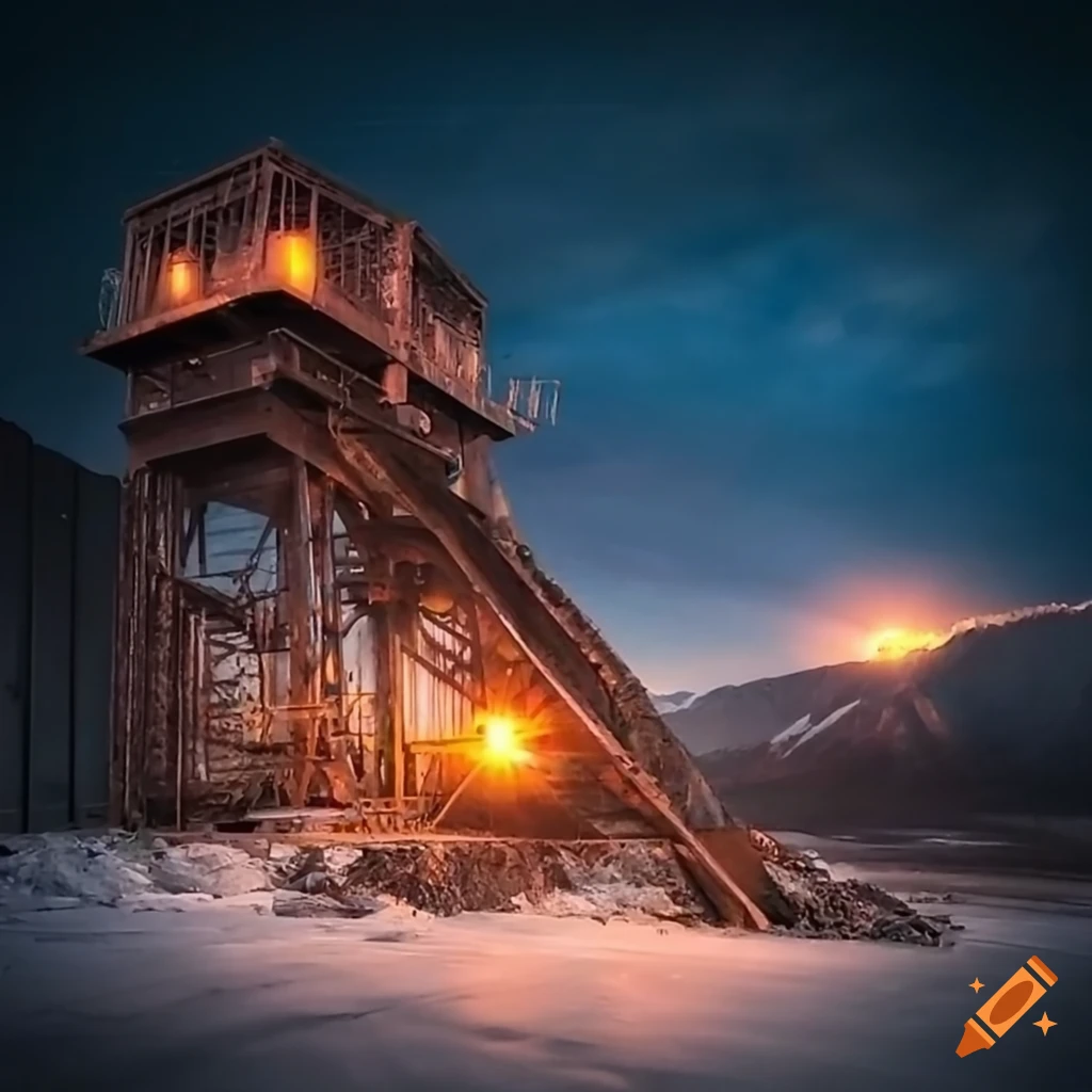 metal structures in a mountain landscape