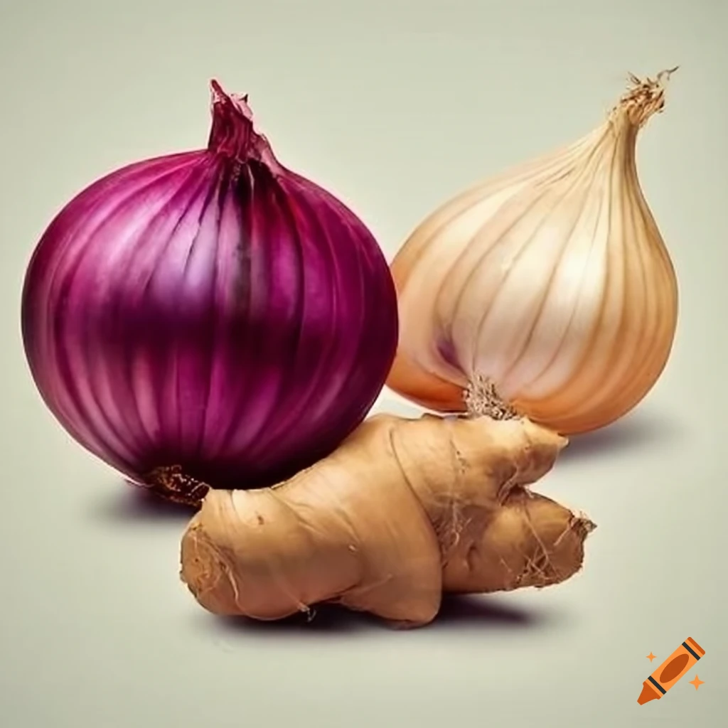 Onion, ginger, and garlic on Craiyon