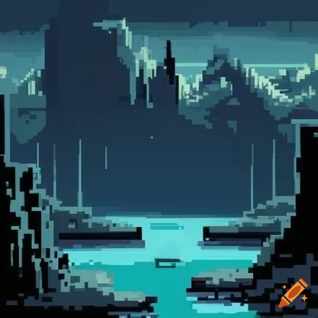 Retro Video Game Pixel Art Of A Dark Fantasy Landscape On Craiyon retro-video-game-pixel-art-of-a-dark-fantasy-landscape-on-craiyon