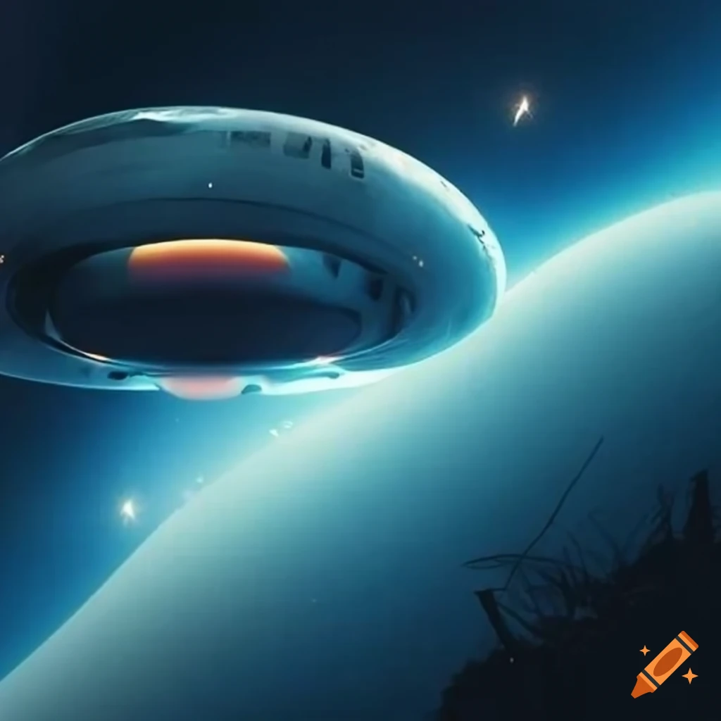 poster of a sci-fi film with elliptical UFO