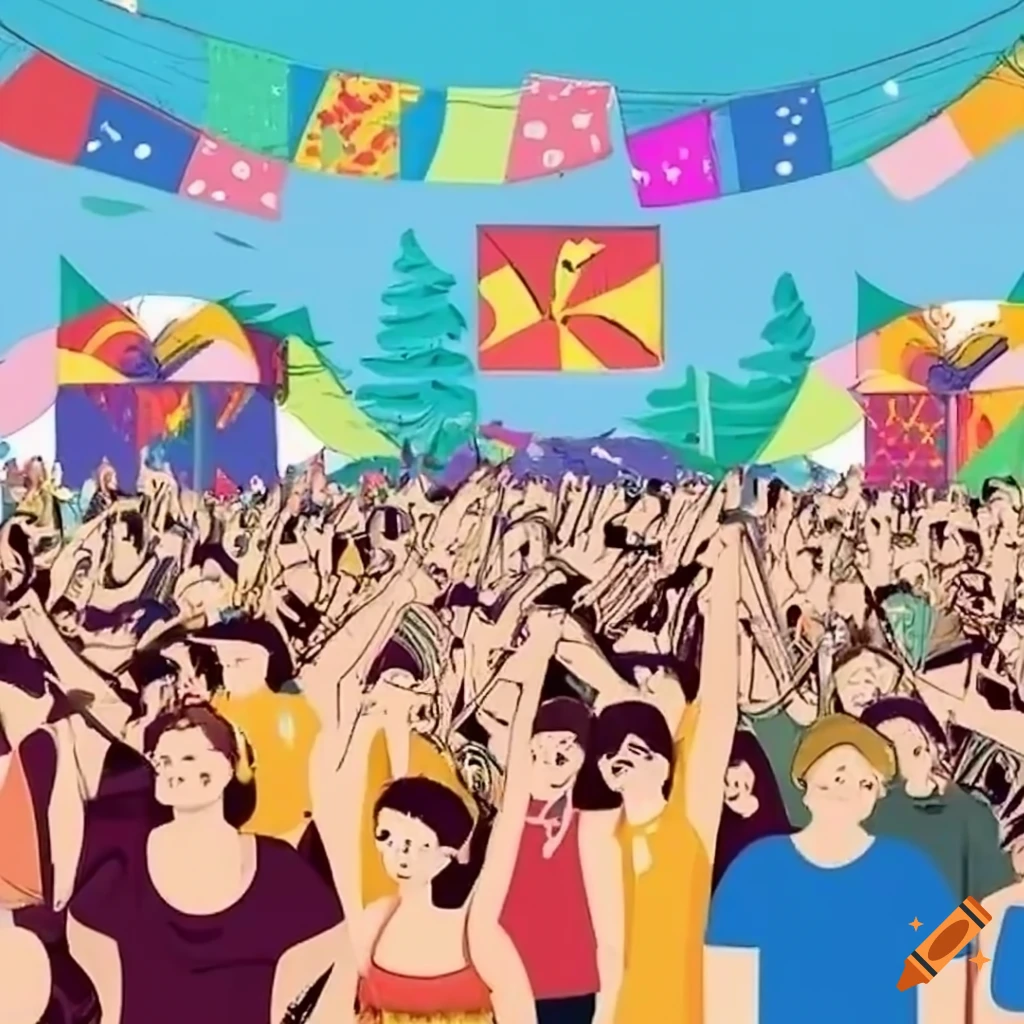 vibrant crowd at a music festival
