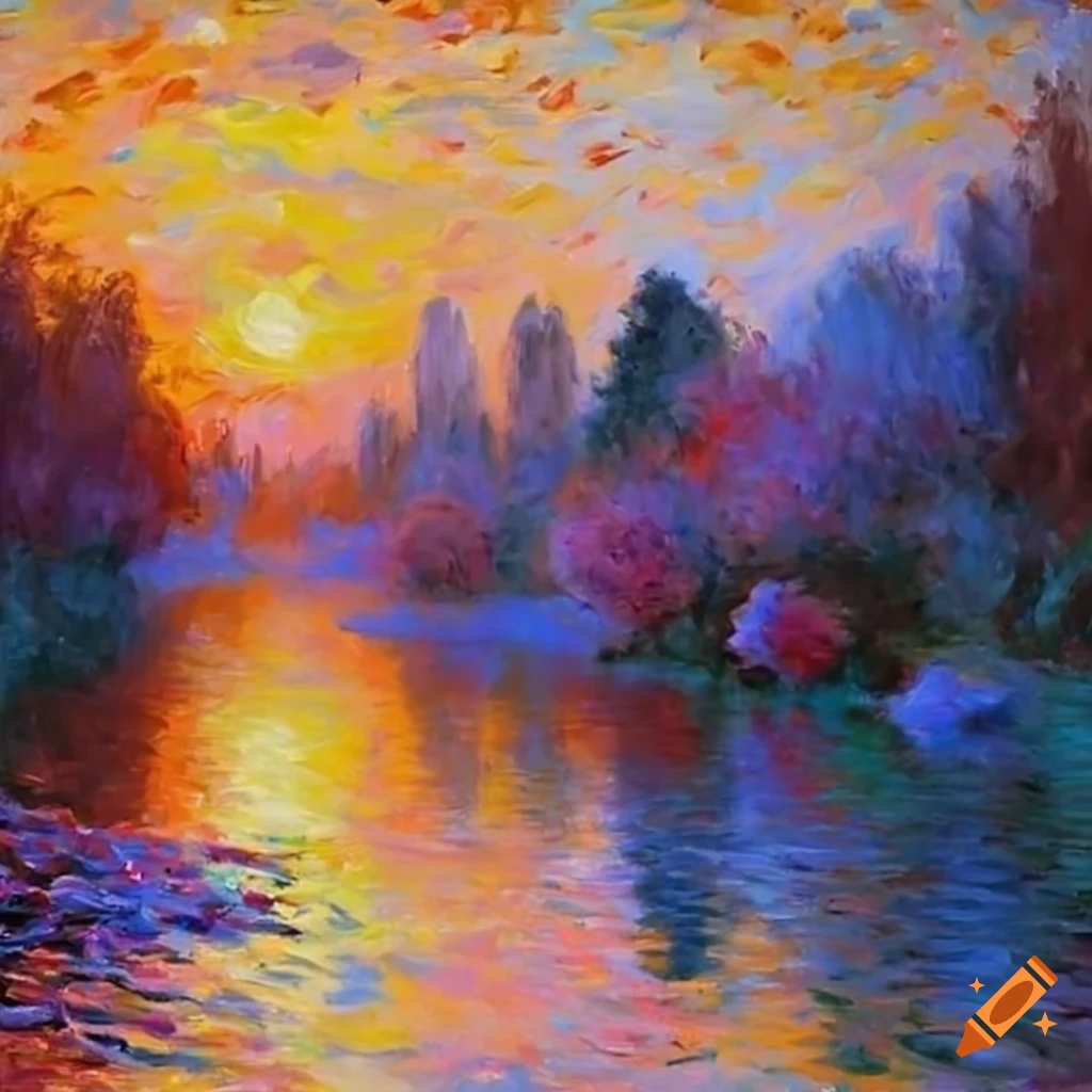 vibrant landscape painting of Moulin by Monet