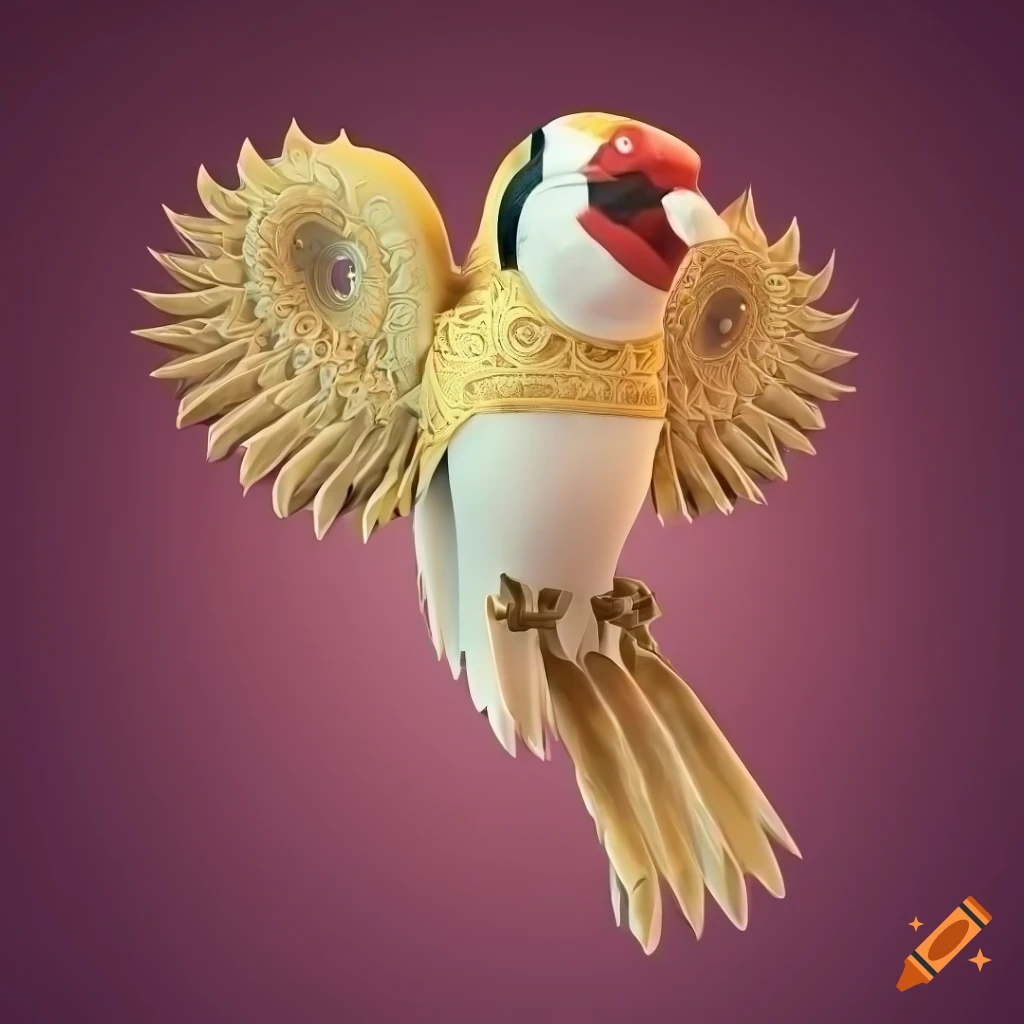detailed illustration of a king european goldfinch bird