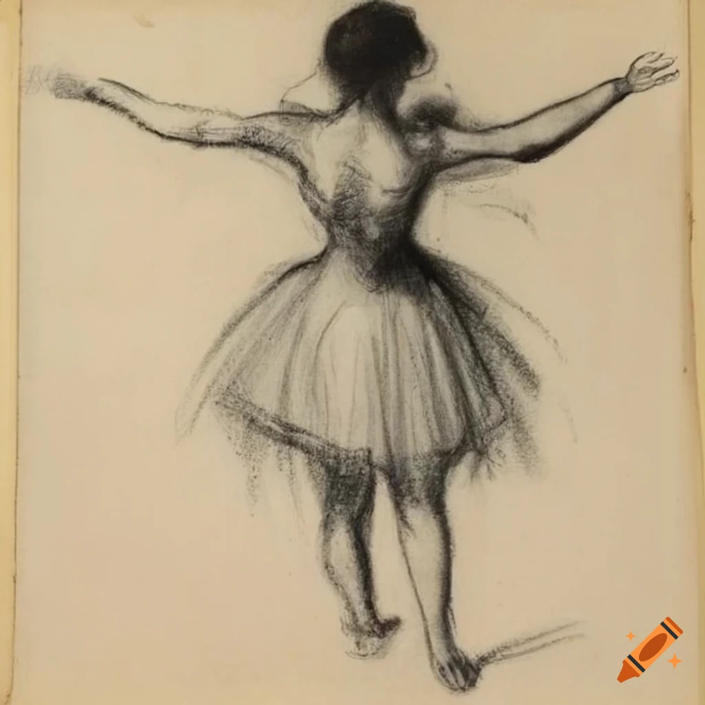 charcoal drawing of a girl with flowing hair