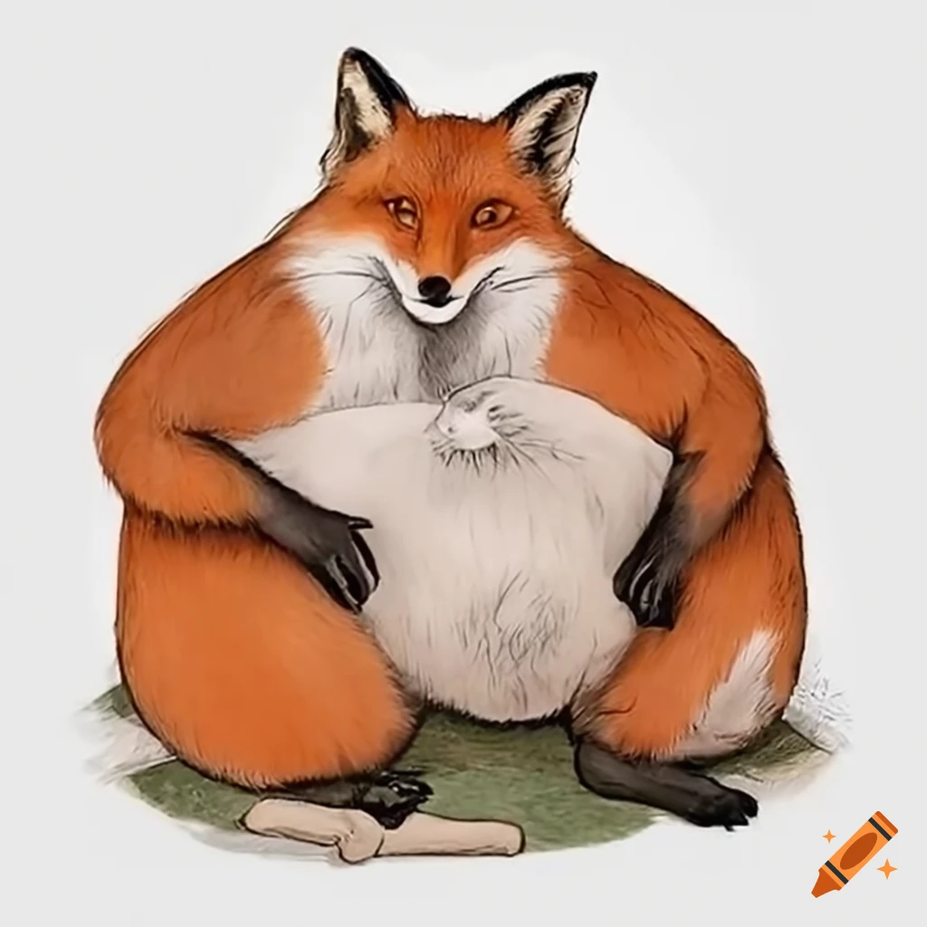 funny picture of a fox with a full belly
